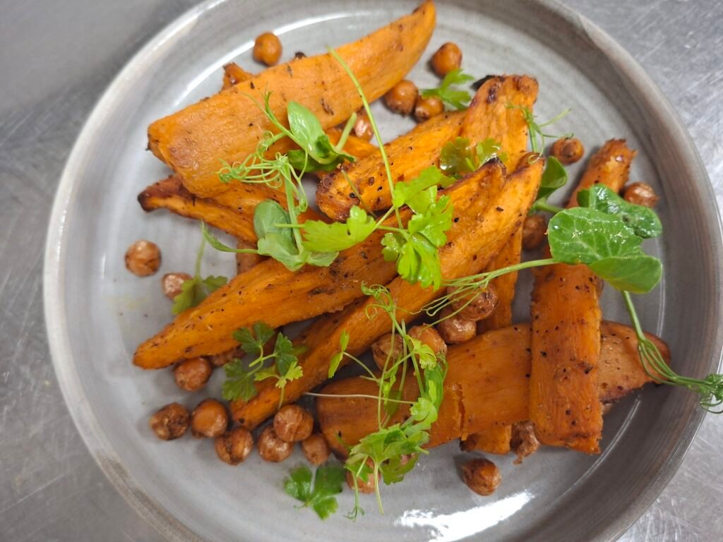 Roasted Sweet Potato, Crispy Spiced Chickpeas