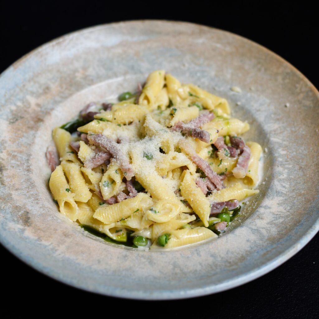 Garganelli with Green Peas & Parma Ham